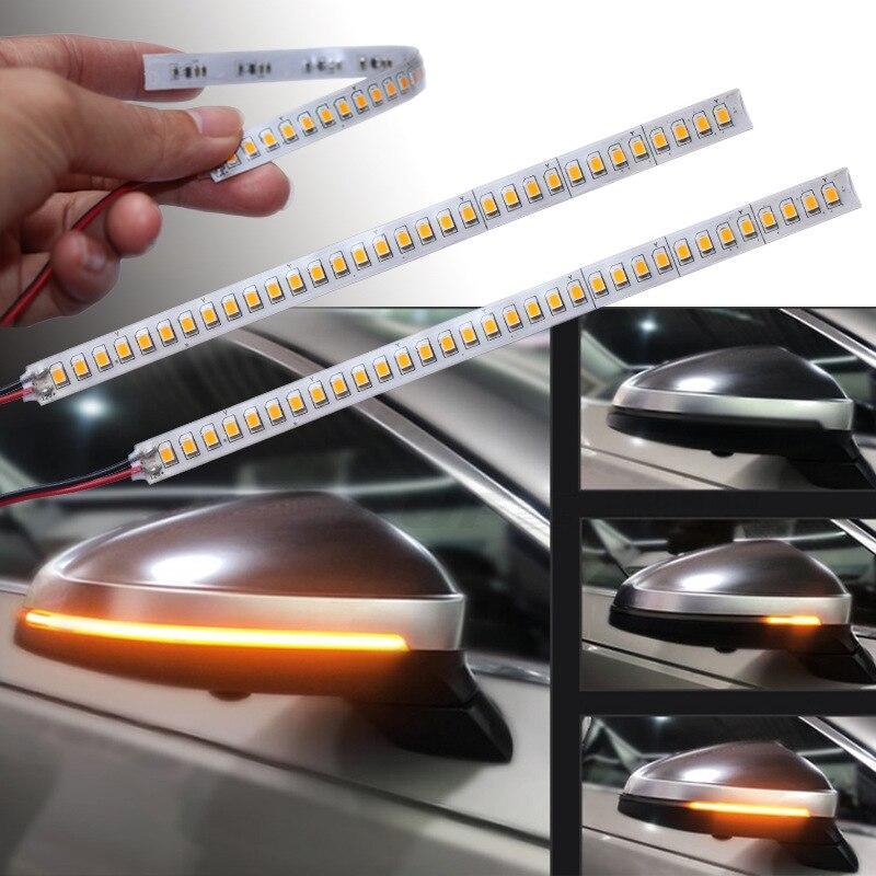 2Pcs/Set Automobile LED Rearview Mirror Water Light Bar Modification Streamer Turn Light 12V Scanning Streamer Yellow Light