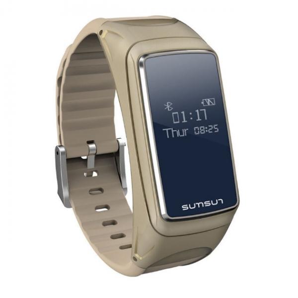 B7 Bluetooth Headset Heart Rate Monitor Smart Wristband Golden