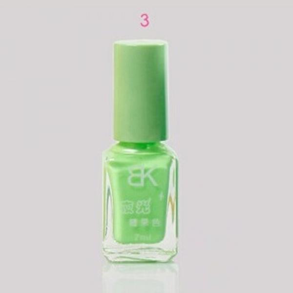 BK 3# 7mL 20 Colors Bright Candy Color Fluorescent Nail Polish Light Green - stringsmall