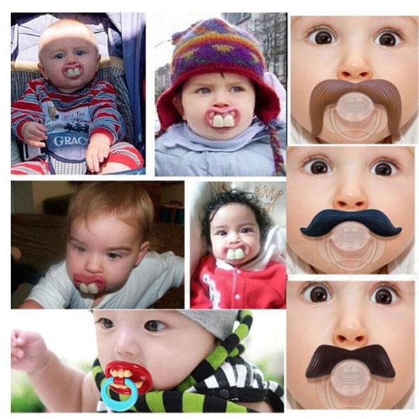 BPA Free Silicone Funny Nipple Dummy Baby Toddler Soother Joke Prank Orthodontic Pacifier Magnate Mustache