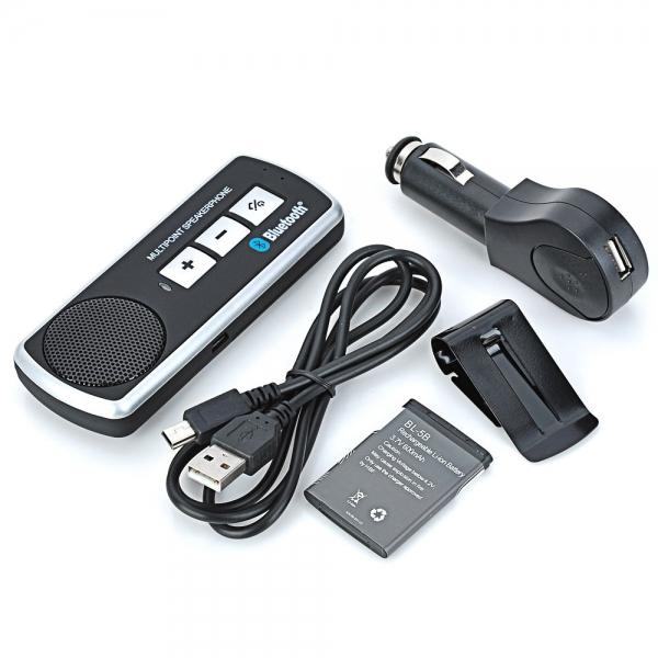BT610 Dual Standby Bluetooth V2.1 + EDR Multi-Point Speakerphone for Car Sun Visor Black & Silver