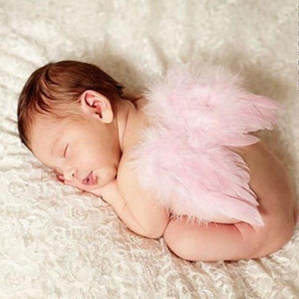 Baby Angel Feather Wings Newborn Photography Costume Props Pink
