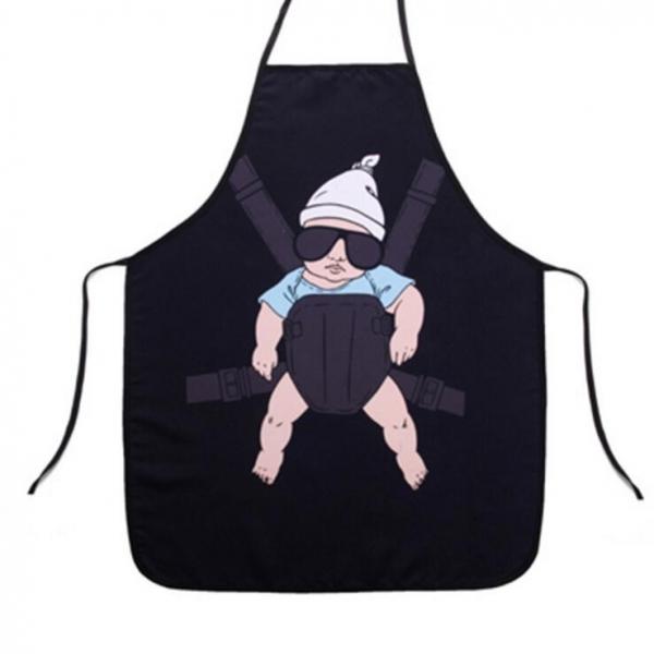 Baby in Carrier Pattern Creative Washable Kitchen Apron Funny Cooking Supplies