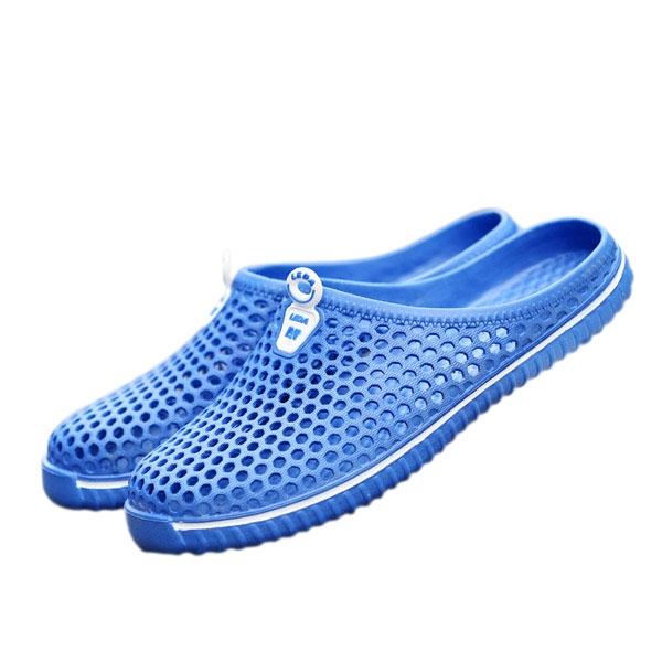 Big Size Hollow Out Outdoor Slippers Breathable Slip-on Beach Slippers Blue #36