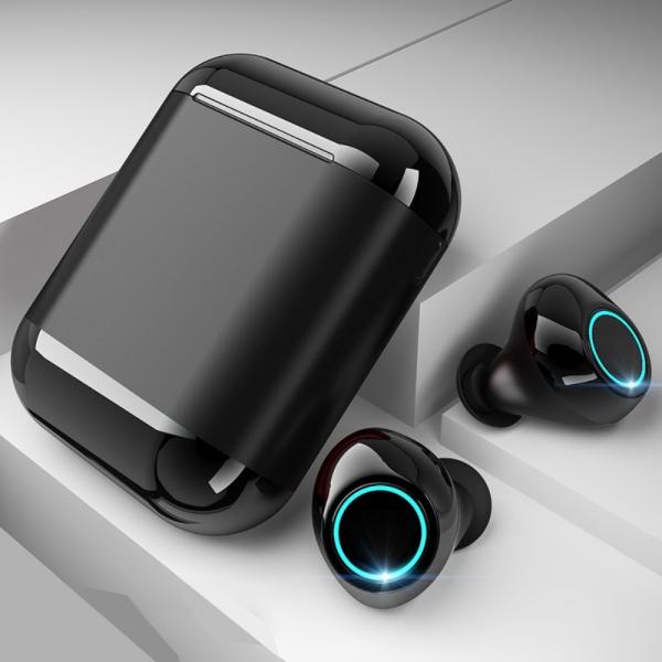 TWS Earbuds Wireless Stereo Bluetooth Waterproof Headphones with Charging Box - Black