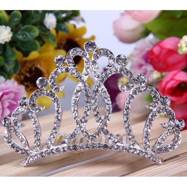 Bridal Wedding Rhinestone Princess Crown Tiara Hair Comb #02 - stringsmall