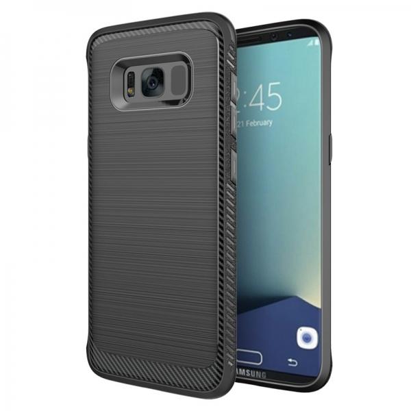 Brushed Finish Texture Dissipating Heat Fingerprint Resistant Soft TPU Case for Samsung Galaxy S8 5.8 Inch Black