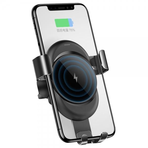 Cafele QI Wireless Charger Car Air Vent Phone Holder Gravity Auto Lock Mount for iPhone 8 X/Samsung - Black