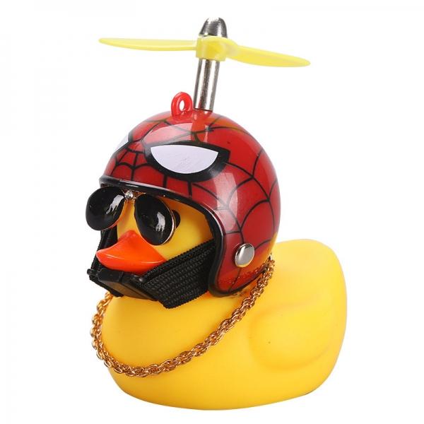 Car Cartoon Yellow Silica Gel Little Duck Helmet with Propeller Sunglasses Necklace Decoration - Type C