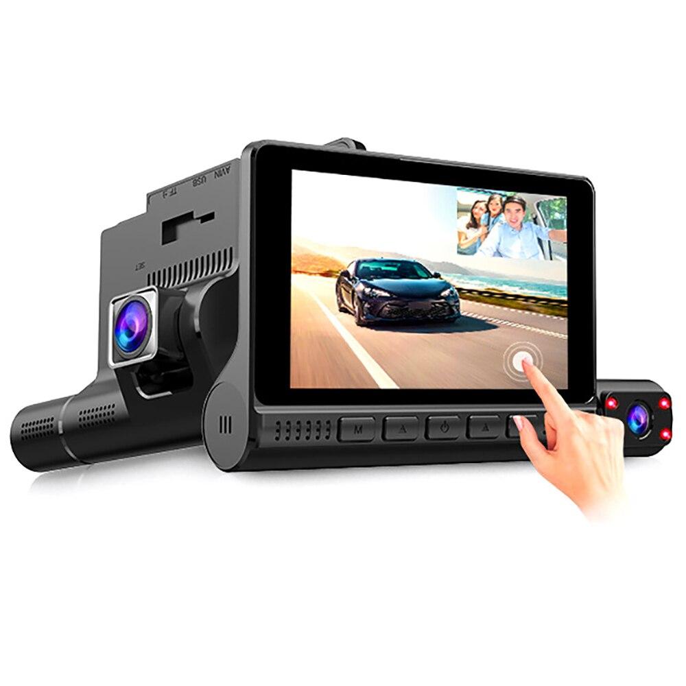 Car DVRs Dash Cam 4.0 inch Touch Screen FHD 1080P 3 Cameras Lens Video Recorder With Rearview Front + Rear Camera Auto Registrator Dash Camera