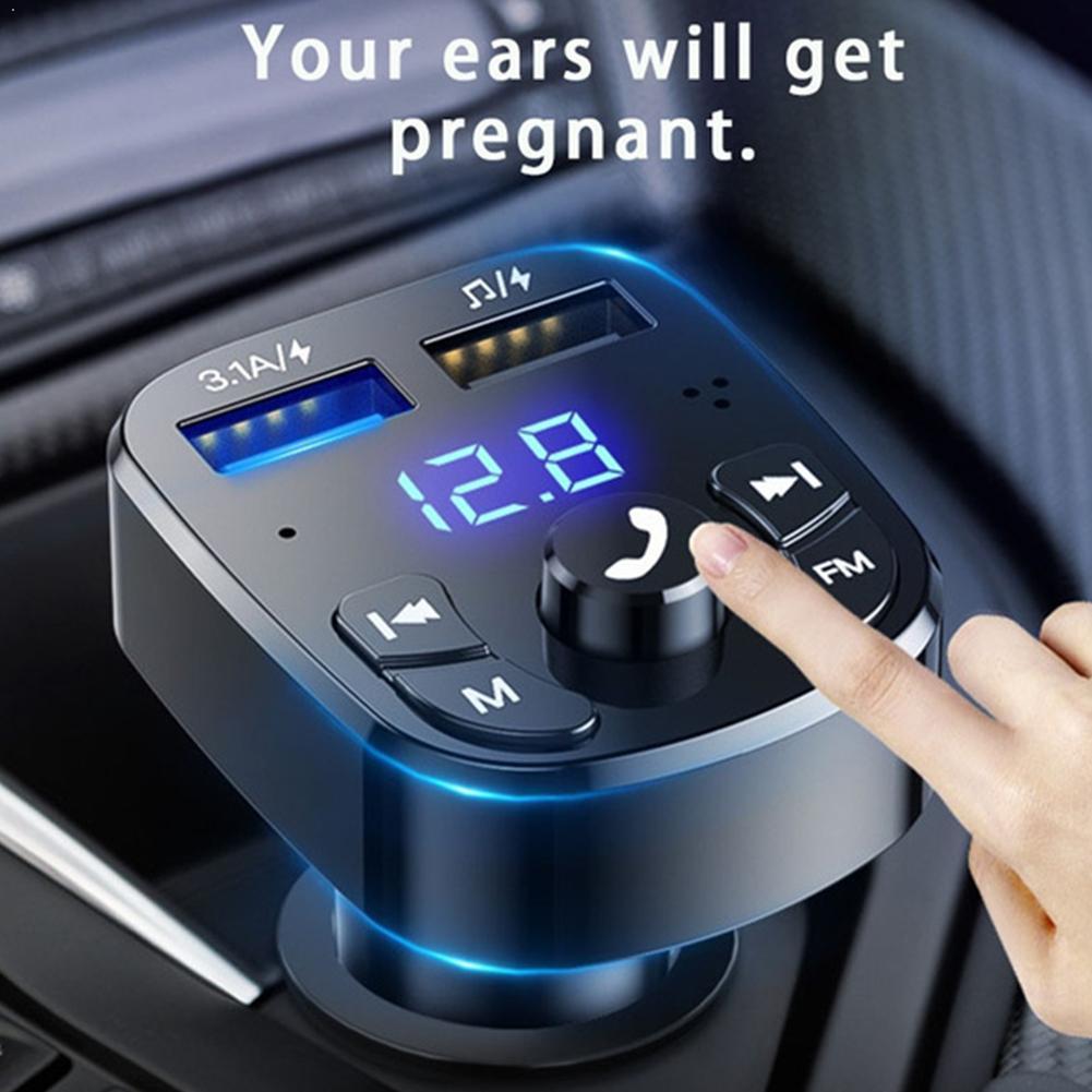 Car Hands-free Wireless Bluetooth FM Transmitter MP3 Charger Dual Equipped Player Bluetooth LED Display Dual USB Car Charger