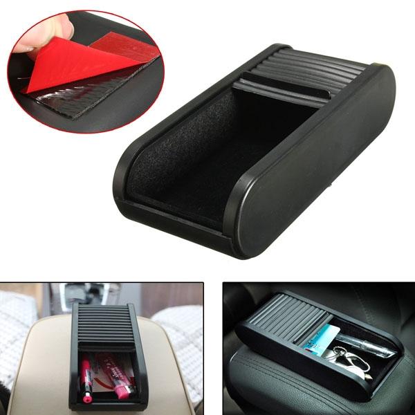 Car Storage Box Pulling Style Plastic Pocket Telescopic Dash Mobile Phone Coins Holder Black