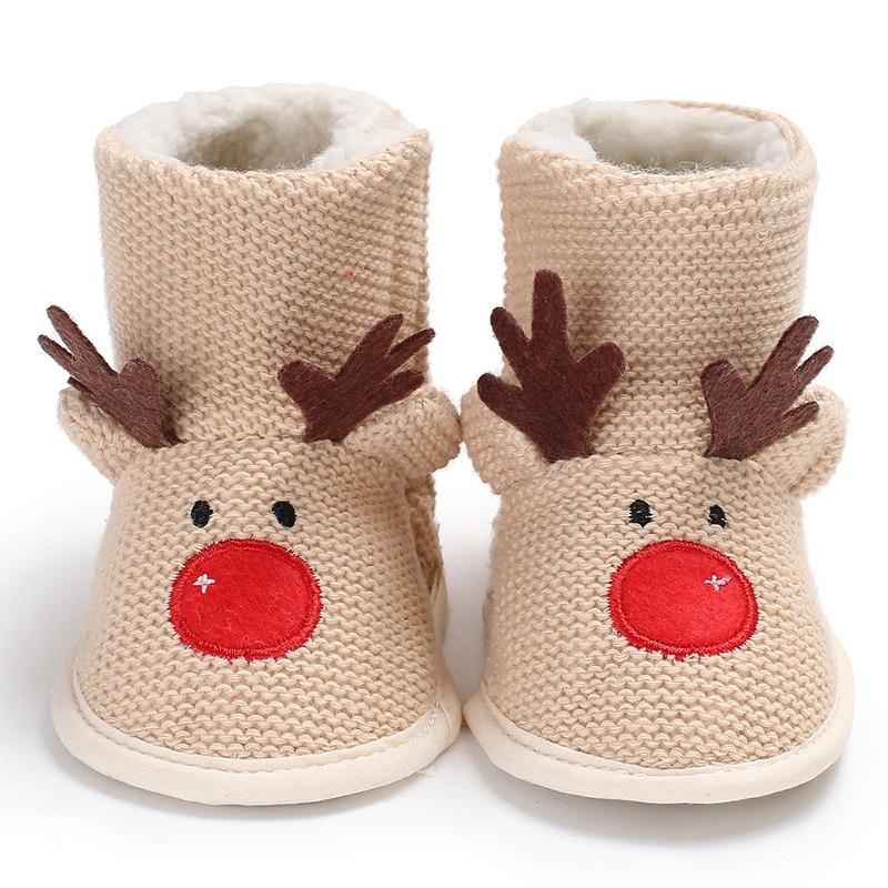 Christmas Reindeer Booties Baby Shoes First Walker Soft Warm Winter Boys Girls Shoes Snowboots On Christmas New Year For Children Gift