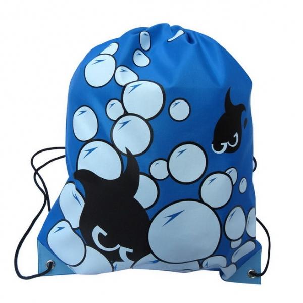 Cartoon Style Double Layers Drawstring Gym Drawstring Bag Boys Girls Mochila Swimming Waterproof Bag Blue
