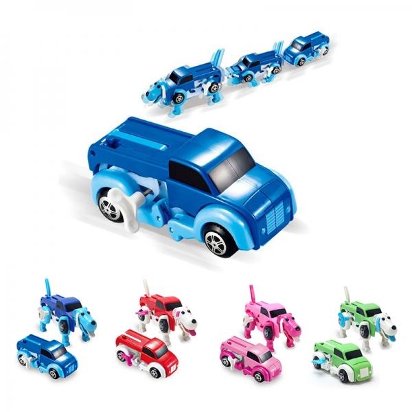 Children Chain Dog Car Intelligent Clockwork Wind Up Automatic Transform Dog Car Vehicle Toys Random Color