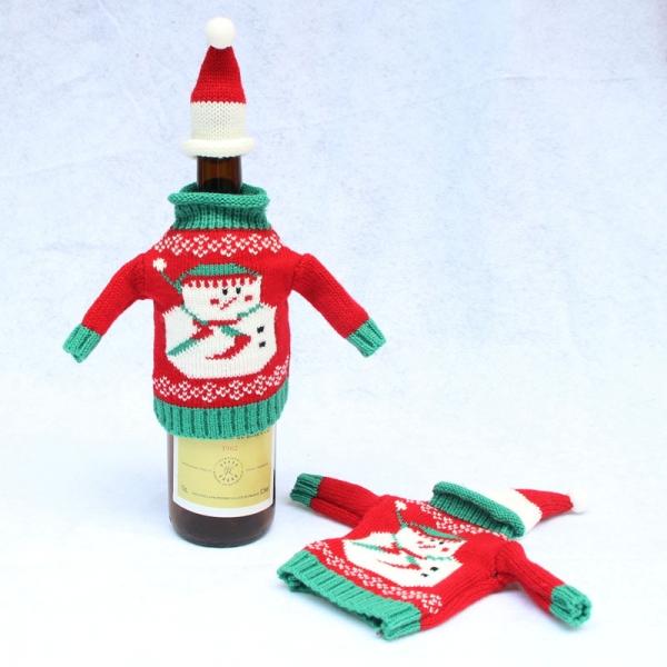 Knitted Sweater Lid Hat Wine Bottle Cover Wrap Bag Xmas Christmas Decoration