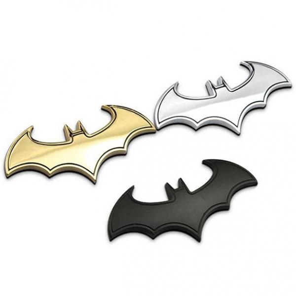 Cool Bat Shaped Pattern Metal 3D Car Sticker Decoration-Black/Silver