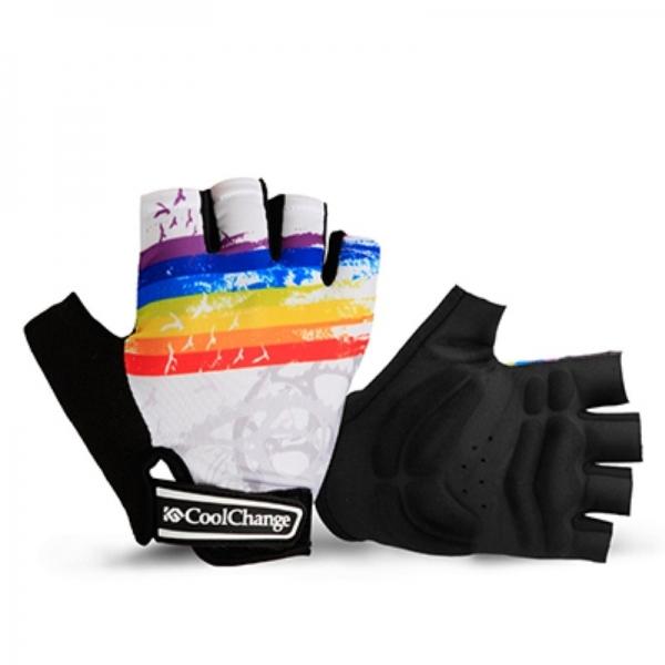 CoolChange Cycling Gloves Half Finger Mens Women's Summer Bicycle Sport Gloves Breathable Nylon MTB Bike Gloves White - L