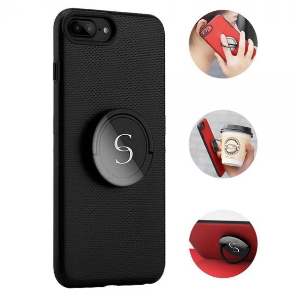 Gyro Spinner Ring Holder Bracket Phone Case TPU+PC for iPhone X Black