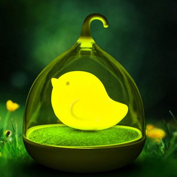 Creative Lovely Birdcage LED Rechargeable Touch Dimmer Night Light Yellow