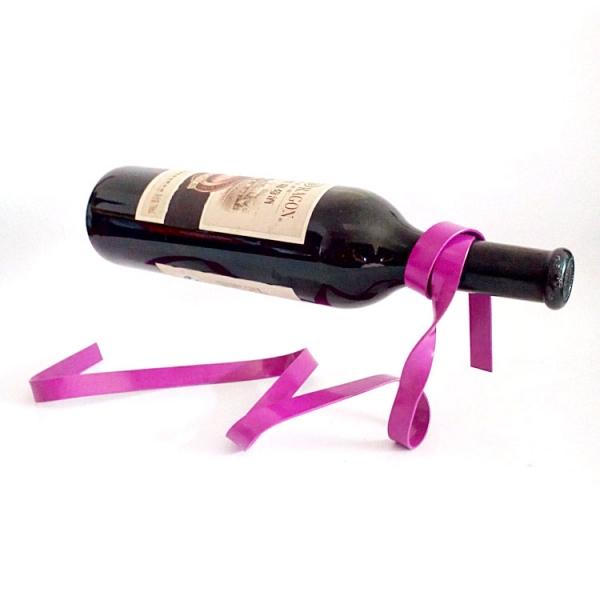 Creative Magic Ribbon Floating Wine Rack Wine Bottle Holder Stand Purple