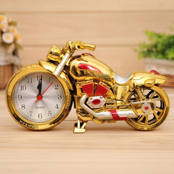 Vintage Motorcycle Shape Table Alarm Clock for Decoration Gift #3 Red & Goldem