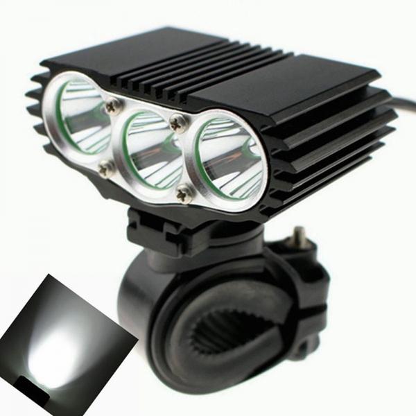 T6 3-LED 2600lm 3-Mode White Light Bicycle Taillight Black (4 x 18650)