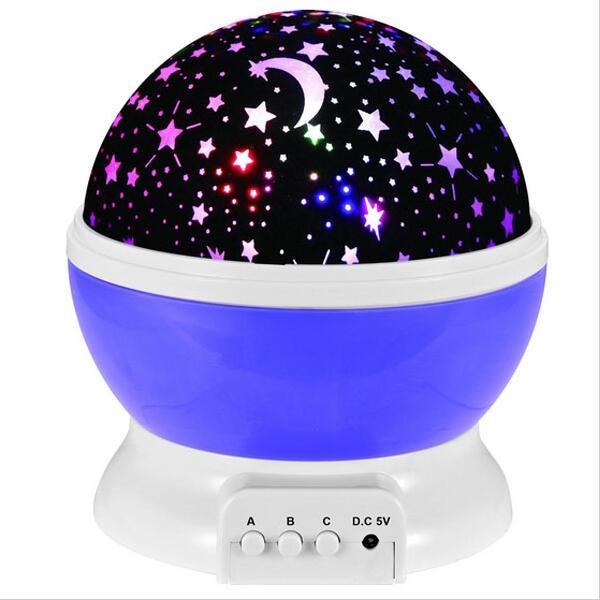 Cute Ball Shape Colorful Light Rotating Star Projection lamp Purple