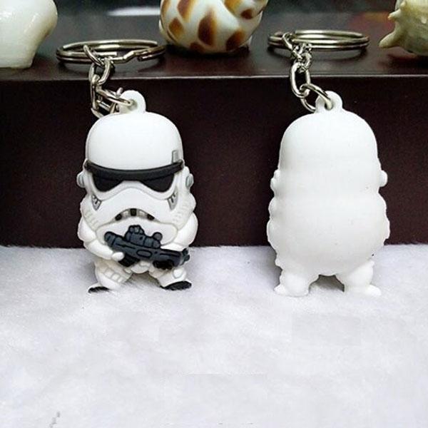 Cartoon Style Moive Character 3D White Soldier Car Pendant Key Chain