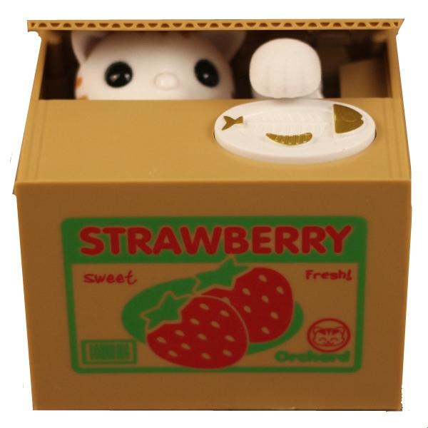 Cute Cat Automated Steal Stealing Money Saving Box Bank Strawberry Cat Style