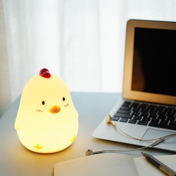 Cute Chicken Design Wake Up Light Snooze Alarm Clock Beside Lamp for Baby Kids