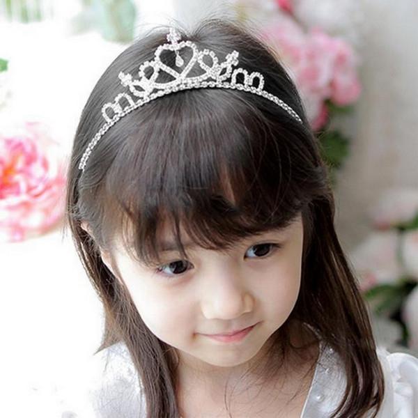Cute Rhinestone Princess Kids Girls Crystal Wedding Crown Headband Tiara Silver