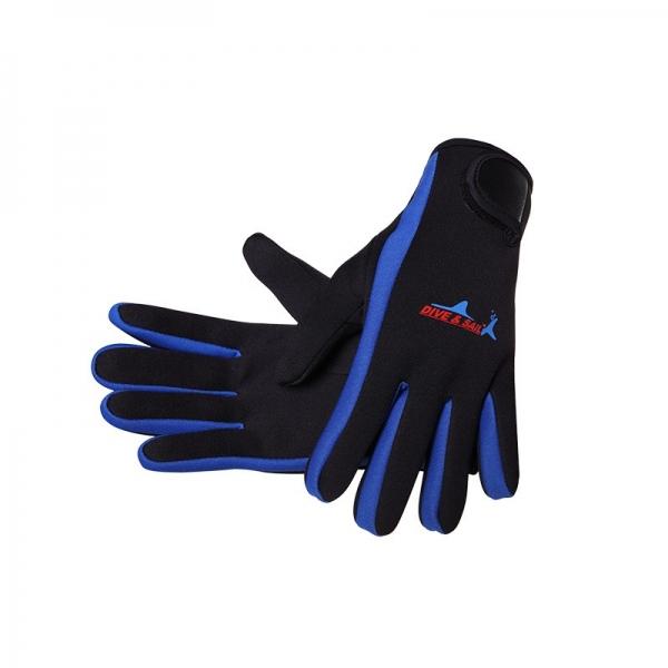 DIVE & SAIL Wetsuits 1.5 mm Premium Neoprene Gloves Scuba Diving Five Finger Gloves - Blue M