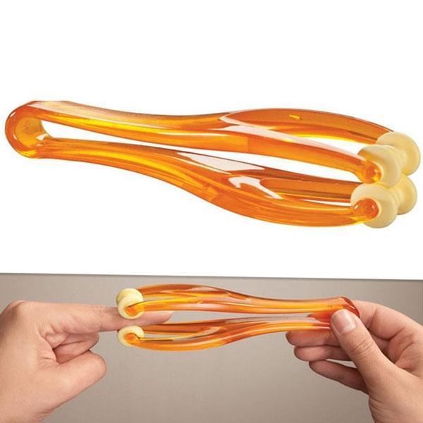 Delicate 2 Rollers Elastic Handle Relax Finger Joints Hand Massager Blood Circulation Massage Tool Orange
