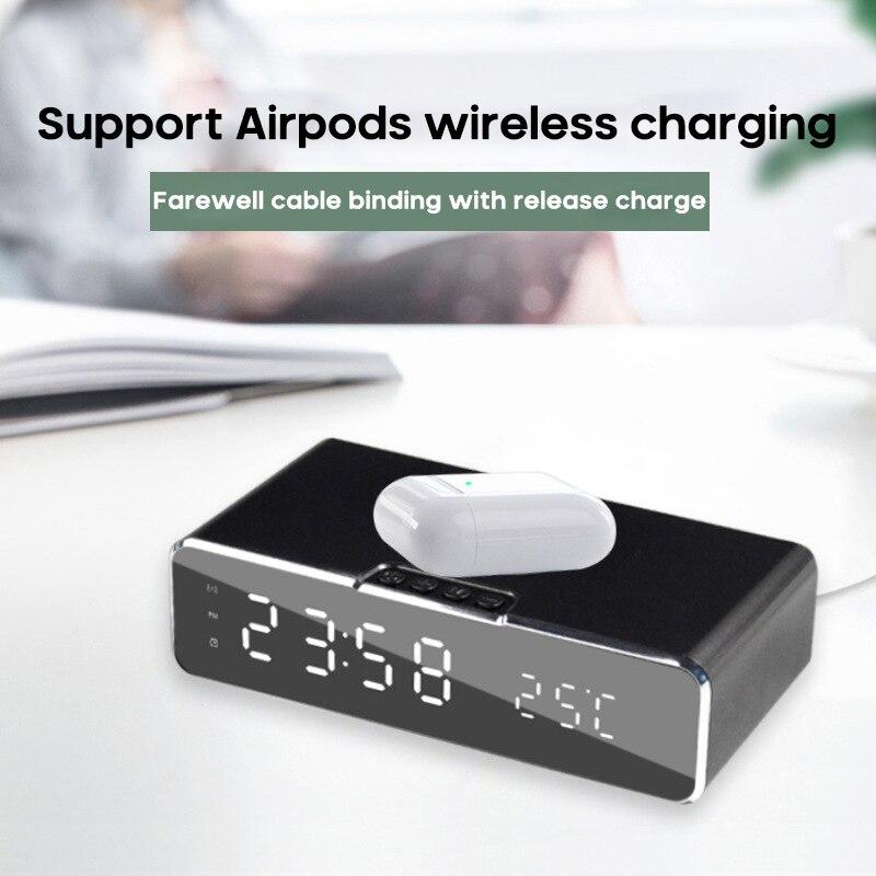 Desktop LED Electric Alarm Clock Wireless Charger QI Charging With Temperature Display For iPhone Xiaomi Huawei Sumsang AirPods