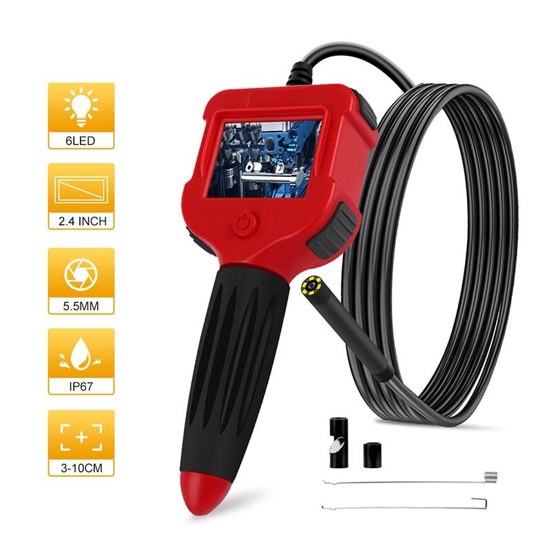 Professional Industrial HD Endoscope with 2.4Inch LCD Screen 8mm Borescope Inspection Camera 1.2m Cable USB Waterproof Endoscope