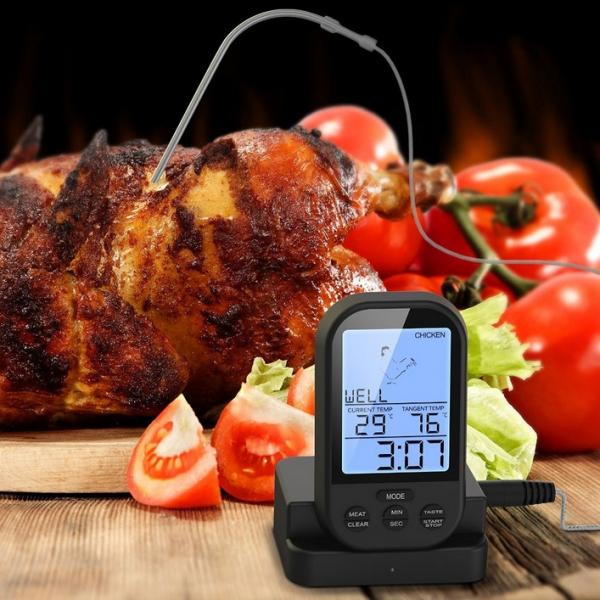 Digital LCD Wireless Remote Food Meat Thermometer for Kitchen Oven BBQ Grill