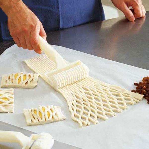 Dragnet Wheel Knife Dough Bread Cookie Pie Pizza Pastry Lattice Roller Cutter Craft Kitchen Bakeware Baking Tools White