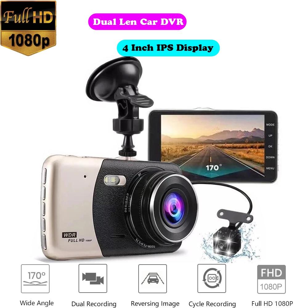 Dual Lens Car DVR Camera Video Recorder Full HD 1080P 4inch IPS Display G-Sensor Night Vision Wdr Dash Cam with Rear View Dashcam
