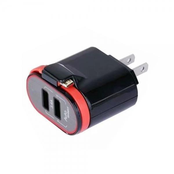 Dual USB With Micro USB Cable Smart Fast Travel Charger - US Plug