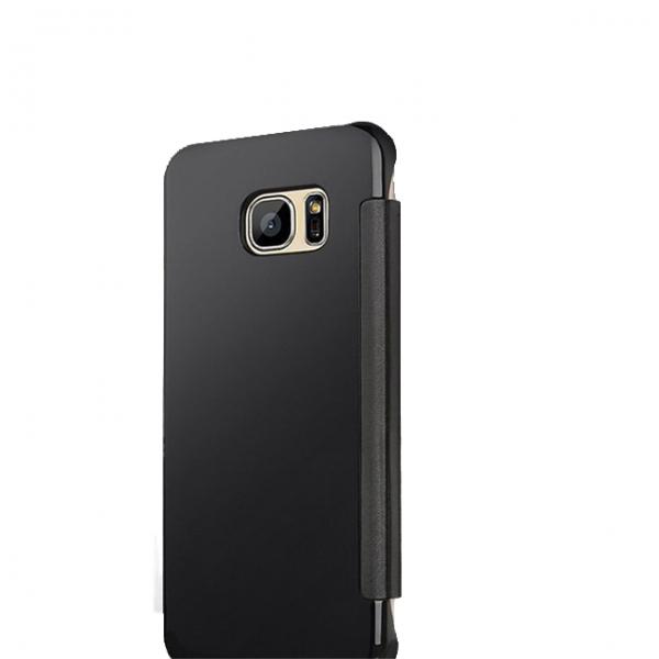 Electroplating Acrylic Mirror PC Smart Sleep Flip Case for Samsung Galaxy S8 Plus Black