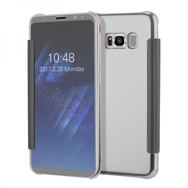 Electroplating Acrylic Mirror PC Smart Flip Full Case for Samsung Galaxy S8 Plus Silver