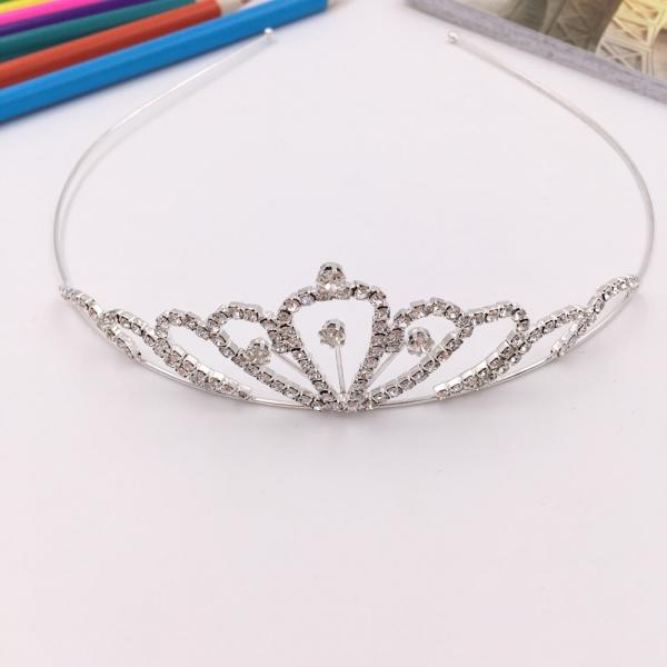 Flower Petal Shaped Rhinestone Crown Headband Tiara FK15 Silver