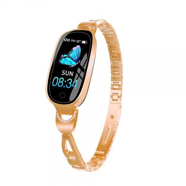 F18 Waterproof Heart Rate Blood Pressure Sleep Monitoring Female Menstrual Period Reminder Fitness Tracker Smart Bracelet for IOS 8.0 Android 4.4 & above - Gold