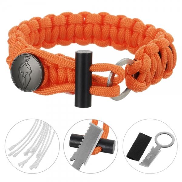 3-in-1 Outdoor Military-Spec Parachute Rope Bracelet - Orange