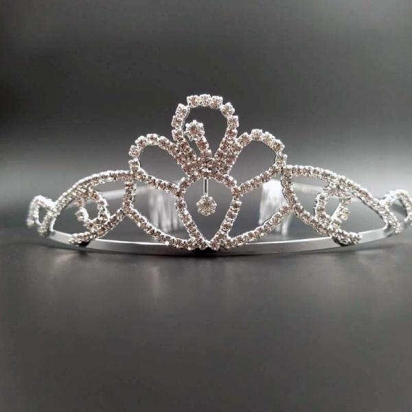 Flower Shaped Rhinestone Headband Crown Tiara Hair Comb SZ13 Silver
