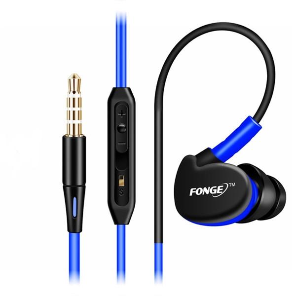 FonGe Sport Headset Cool Ear Hook Style Metal Bullet Headphone Blue