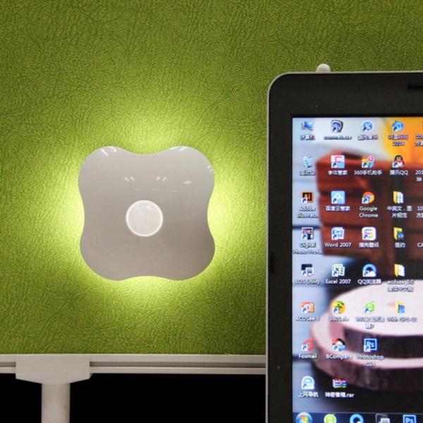 Four-leaf Clover Style USB Rechargeable 6 LED White Light Human Body Induction Wardrobe Light Night Light