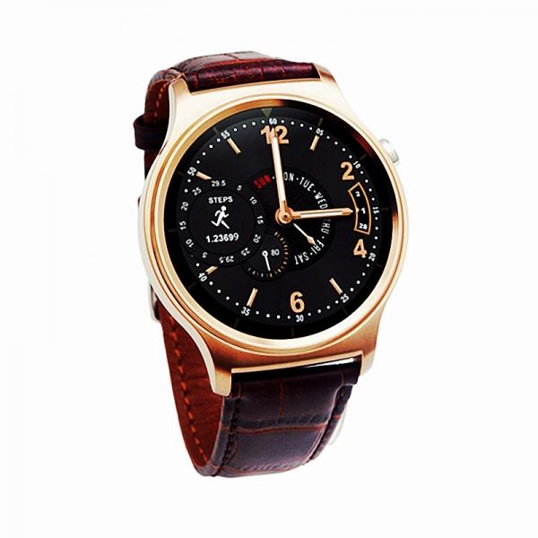 GW01 Bluetooth Smart Watch Heart Rate Monitor Hands-free Round Dial Golden