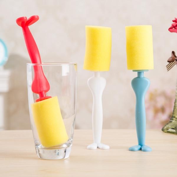Gentleman Cup Brush Creative Stand Style Bottle Cup Sponge Cleaning Brush Random Color